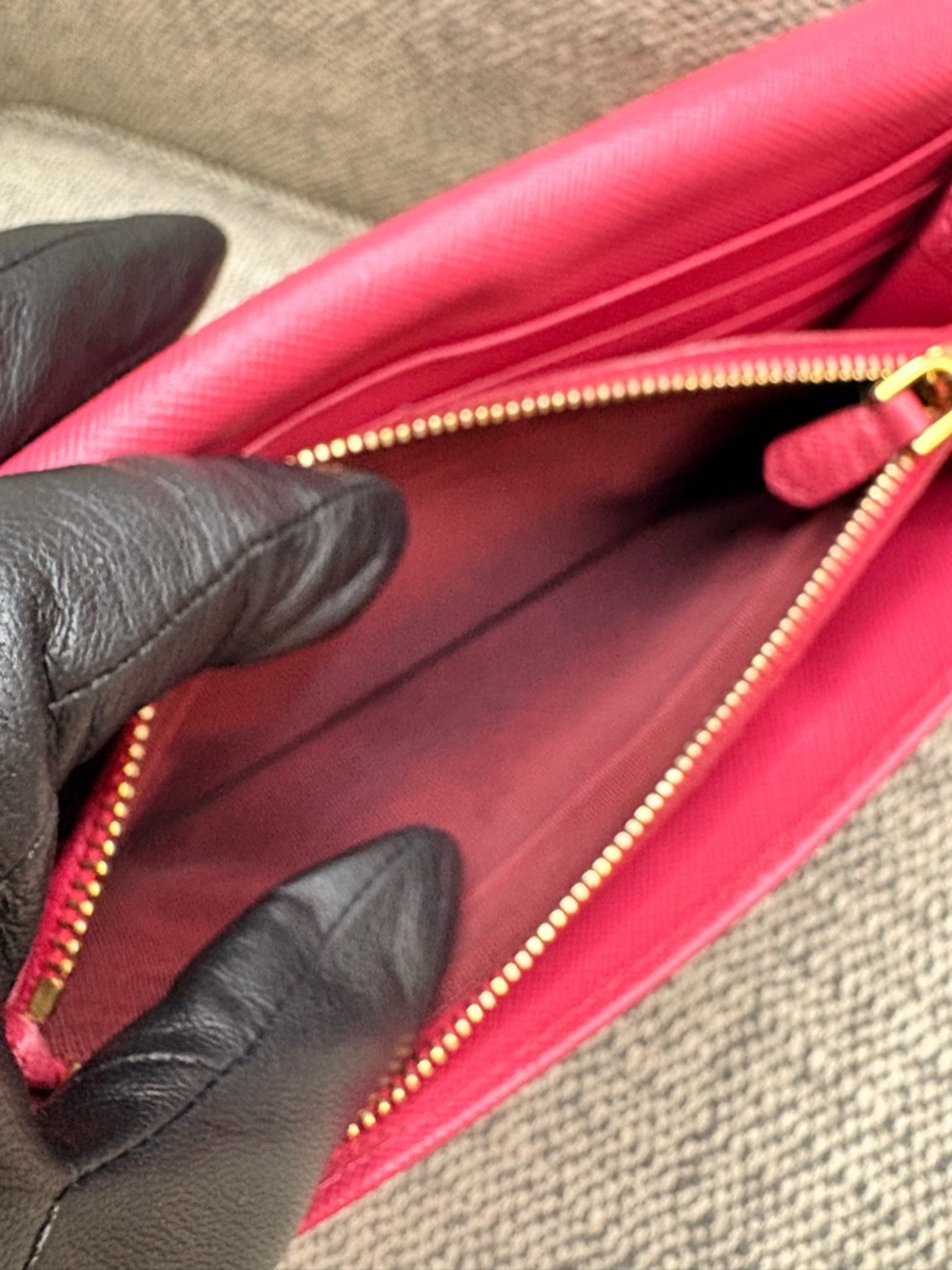 Prada Saffiano Leather Wallet - Fuchsia Pink - Picture 11 of 15